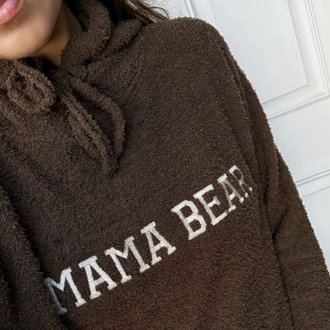 Women's Mama Bear Embroidered Teddy Sweatshirt, Brown - Sweatshirts - 2