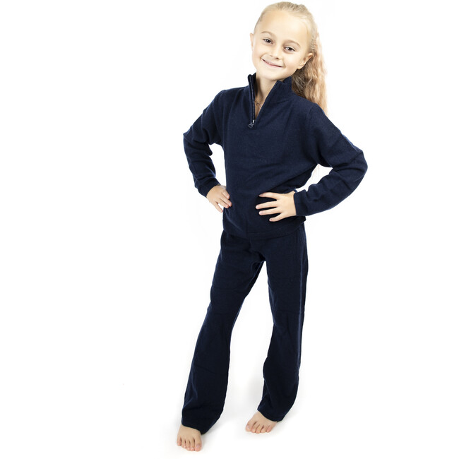 Cashmere Quarter Zip Sweater, Navy - Sweaters - 2