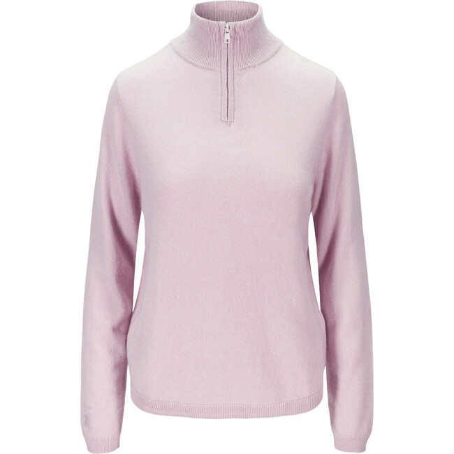 Cashmere Quarter Zip Sweater, Light Pink - Sweaters - 4