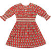 Eleanor Block Print Dress, Red - Dresses - 1 - thumbnail