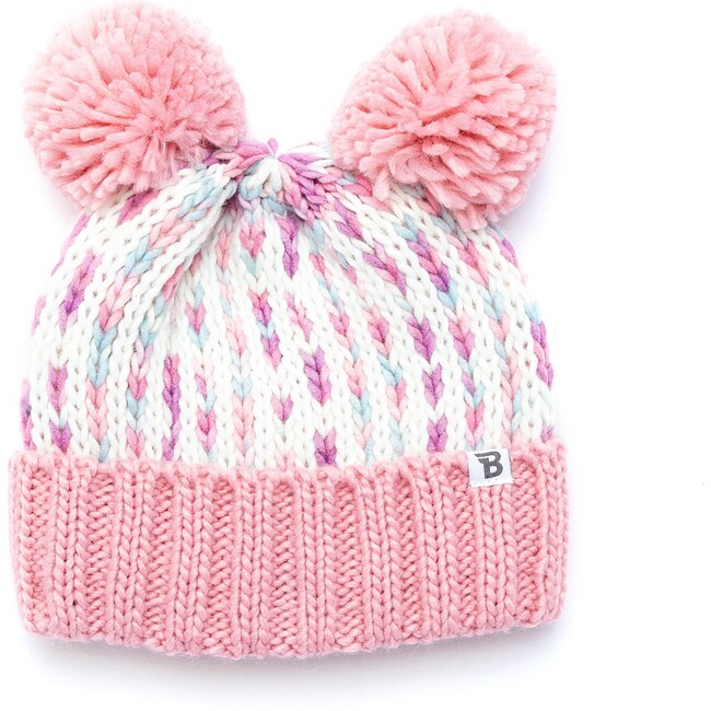 Kids Pom Pom Winter Hat, Pink