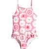 Malia One Piece Swimsuit, Pink & Cream Retro Floral - One Pieces - 1 - thumbnail
