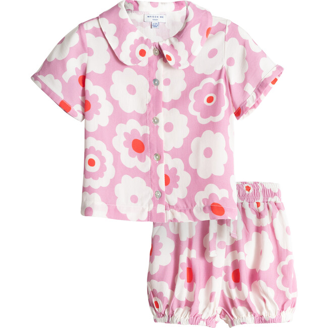 Baby Lily Set, Pink & Cream Retro Floral - Mixed Apparel Set - 1