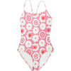 Women's Martina One Piece Swimsuit, Pink & Cream Retro Floral - One Pieces - 1 - thumbnail