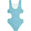 Miranda Cut Out Swimsuit, Blue Multi Leaves - One Pieces - 2