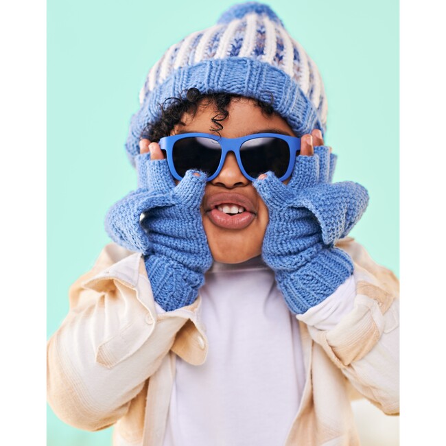Kids Fingerless Gloves, Blue - Gloves - 2