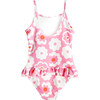 Malia One Piece Swimsuit, Pink & Cream Retro Floral - One Pieces - 3 - thumbnail