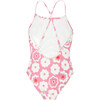 Women's Martina One Piece Swimsuit, Pink & Cream Retro Floral - One Pieces - 3