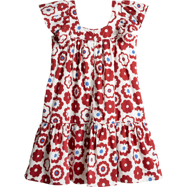 Women's Marmee Dress, Burgundy Retro Floral - Dresses - 4
