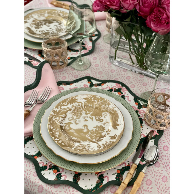 Round Scalloped Placemats - Holiday Wreath, Peony & Pine - Tabletop - 2