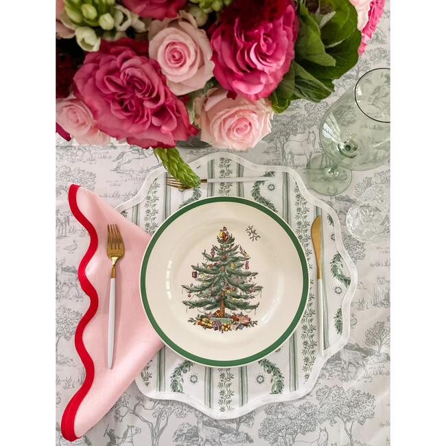 Square Scalloped Napkins - Peony Pink with Rosebud Trim - Tabletop - 3