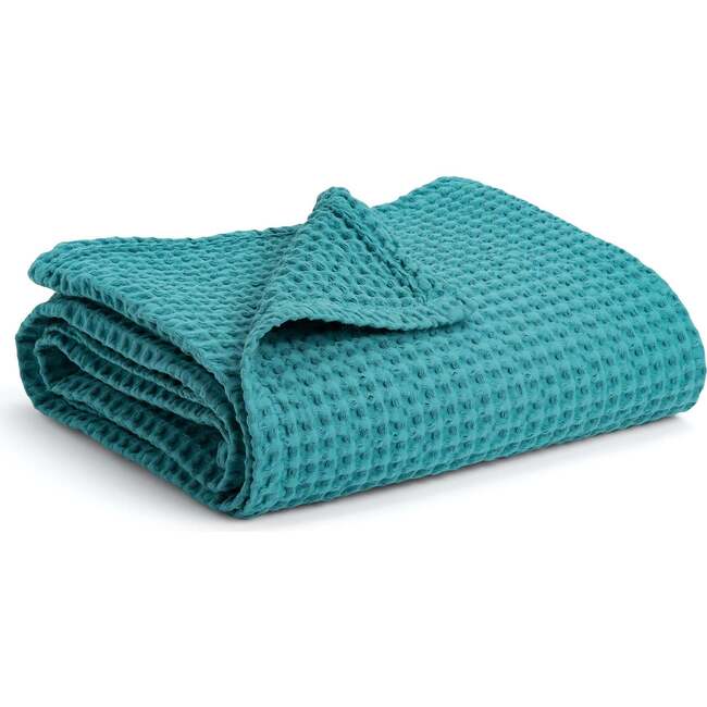 Waffle Baby Blanket, Teal - Blankets - 1