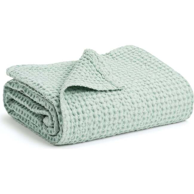 Waffle Baby Blanket, Sage - Blankets - 1
