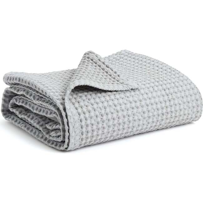 Waffle Baby Blanket, Grey - Blankets - 1