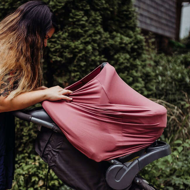 Car Seat Canopy/Nursing Cover, Mauve - Car Seat Accessories - 4