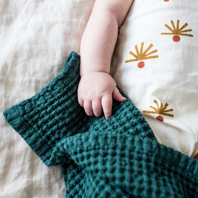 Waffle Baby Blanket, Hunter - Blankets - 6