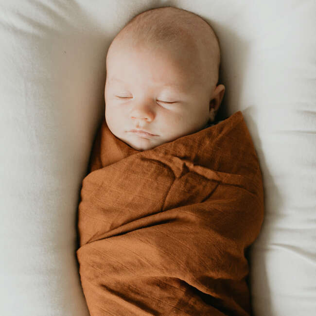 Bamboo Muslin Swaddle Blanket, Sienna - Swaddles - 2