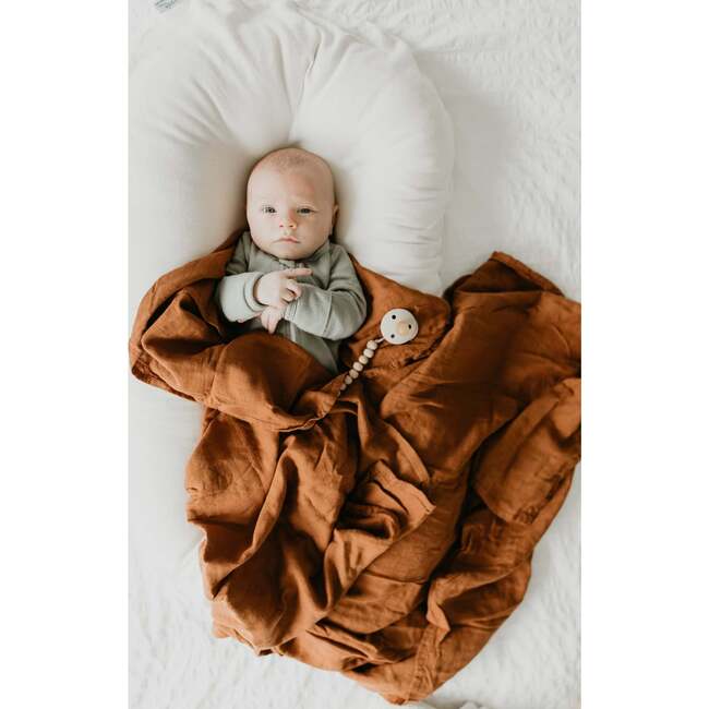 Bamboo Muslin Swaddle Blanket, Sienna - Swaddles - 3
