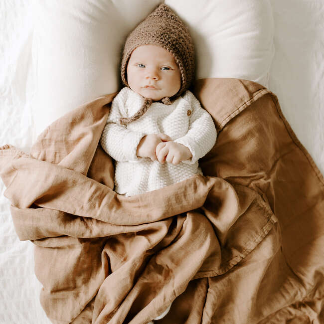 Bamboo Muslin Swaddle Blanket, Clay