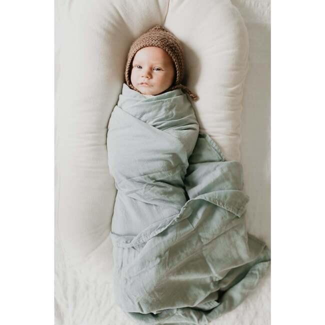 Bamboo Muslin Swaddle Blanket, Sage - Swaddles - 4