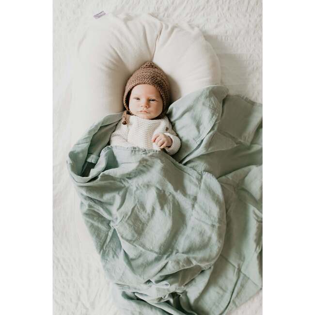Bamboo Muslin Swaddle Blanket, Sage - Swaddles - 5