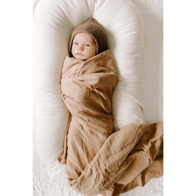 Bamboo Muslin Swaddle Blanket, Clay - Swaddles - 5