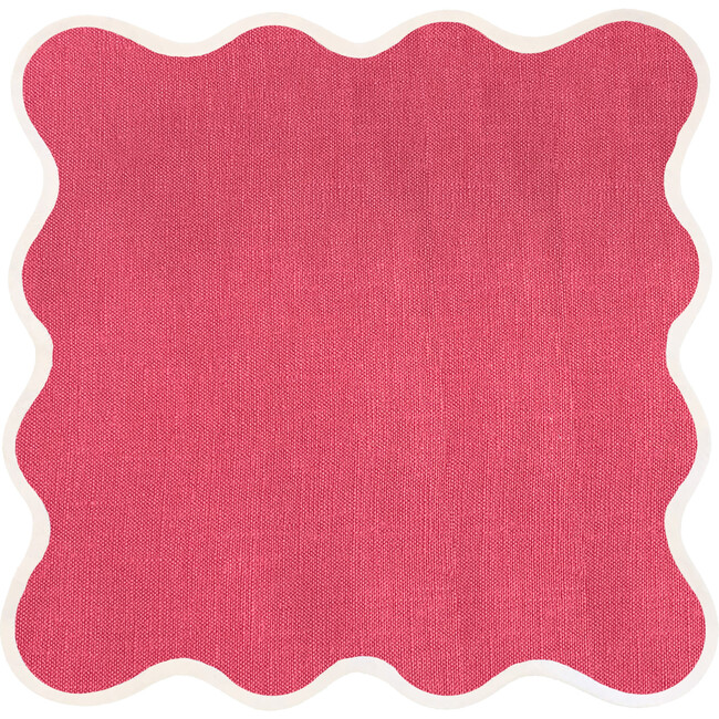 Linen Scalloped Napkins, Hibiscus Pink