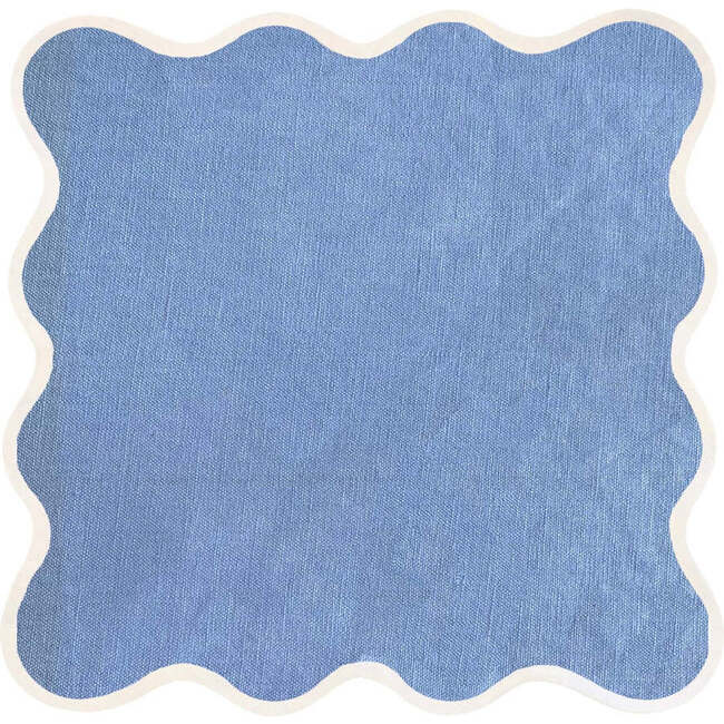 Linen Scalloped Napkins, Cornflower Blue