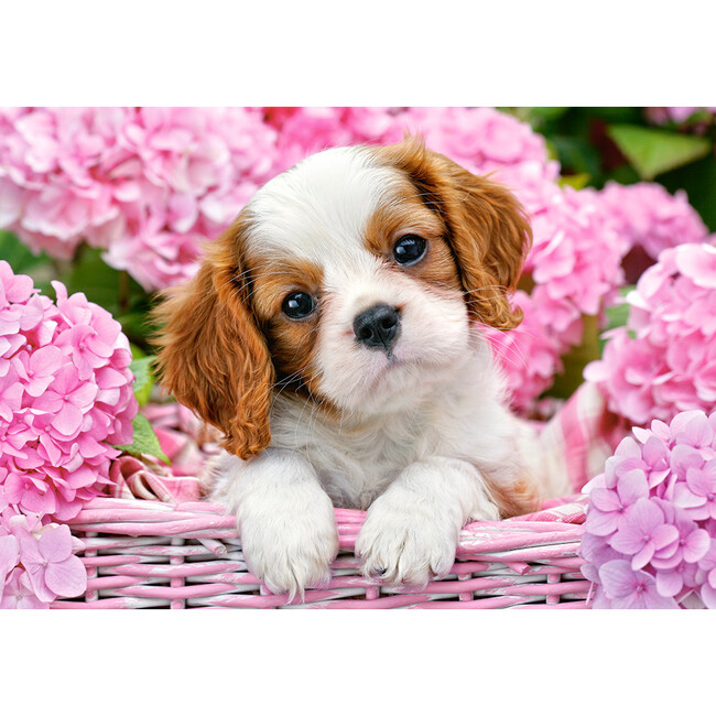 Pup in Pink Flowers 500 Piece Jigsaw Puzzle - Puzzles - 2