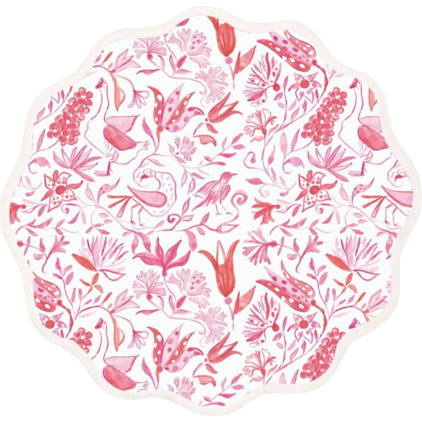 Round Scalloped Placemats - Birds of Paradise, Pink