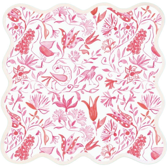 Square Scalloped Placemats - Birds of Paradise, Pink
