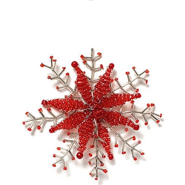 Delicate Snowflake Napkin Rings in Red, Set of 4