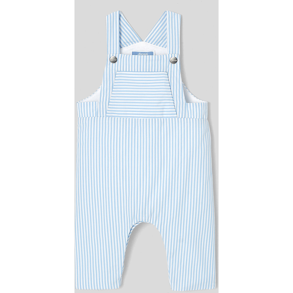 Baby Striped Overalls, Blue White - Overalls - 1