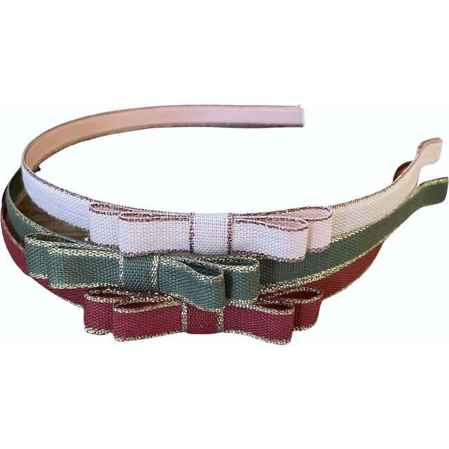 Ribbon Bow Headbands, Blush & Olive & Rust Set