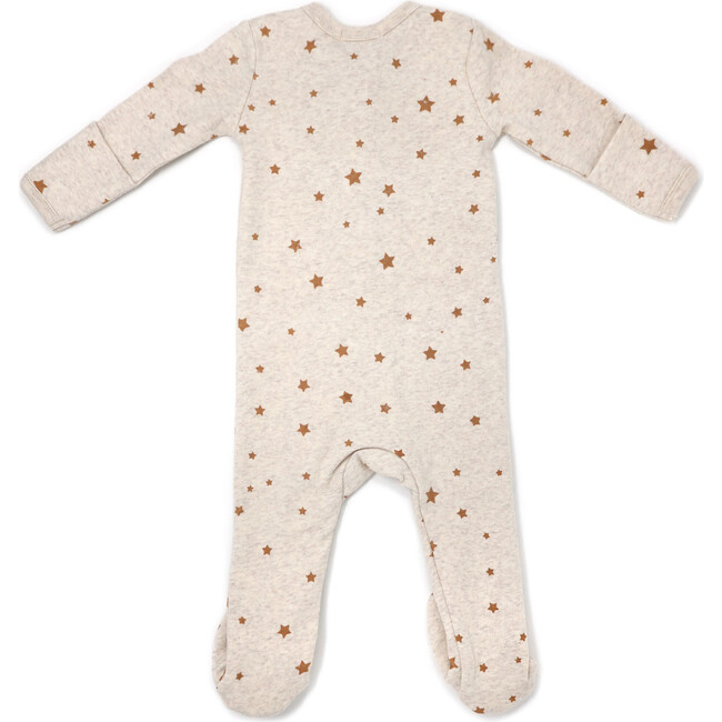 Footie in Toasted Nut Mini Star Print, Sand