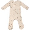 Footie in Toasted Nut Mini Mushroom Print, Sand - Footie Pajamas - 1 - thumbnail