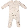 Footie in Toasted Nut Mini Star Print, Sand - Bodysuits - 2