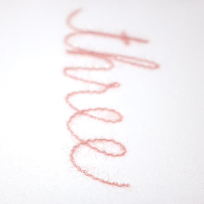 Millie Long Sleeve Tee in 'three' Pink Eyelash Writing, Cream