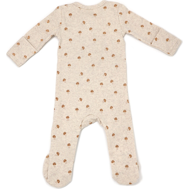 Footie in Toasted Nut Mini Mushroom Print, Sand - Footie Pajamas - 3