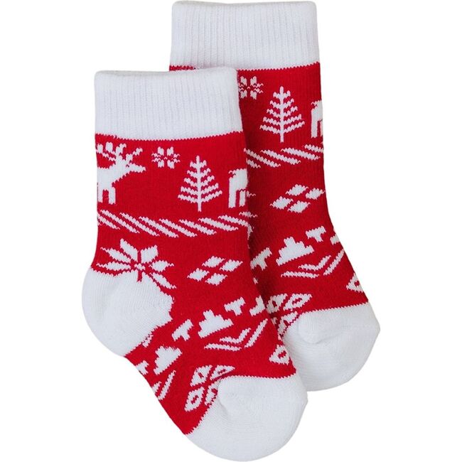 Faire Isle Holiday Sock, Red - Socks - 1
