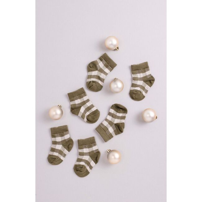 Olive Buffalo Check Sock, Green - Socks - 3
