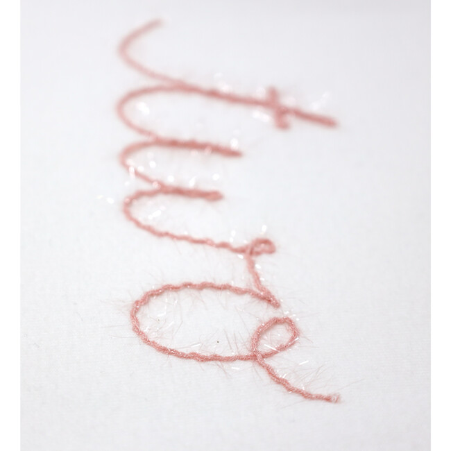 Millie Long Sleeve Tee in 'two' Pink Eyelash Writing, Cream