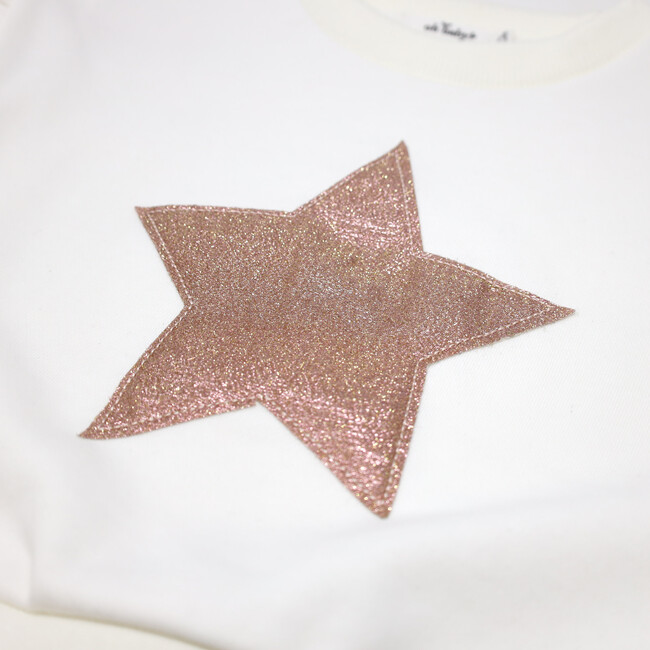 Millie Sleeve Slouch in Rosegold Sparkle Star Applique, Cream