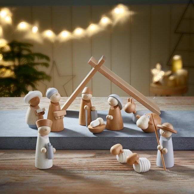Natural Wood Nativity Scene Play Set - Blocks - 7