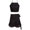 Mara Crop Top & Wrap-Around Skirt Set, Black - Mixed Apparel Set - 1 - thumbnail