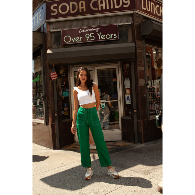 Carla High-Rise Straight-Leg  Pants, Green - Pants - 3