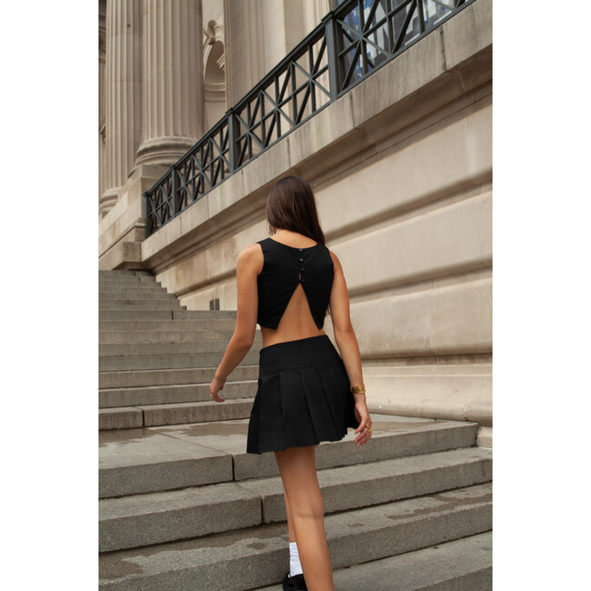 Ally Pleated Mini Skirt, Black - Skirts - 3