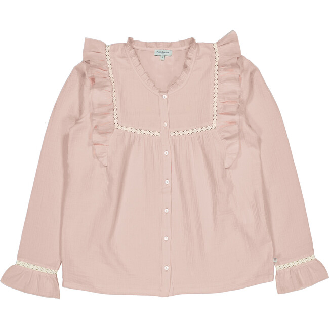 Women's Blerta Loose Fit Frilled Lace Blouse, Rose