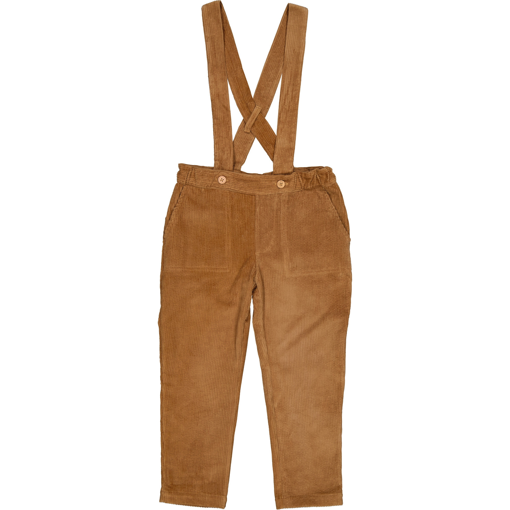 Kids Gabriel Corduroy Overall With Adjustable Shoulder Straps, Biscuit - Overalls - 1