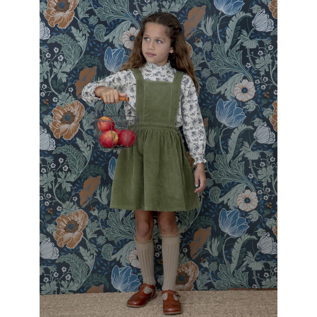 Margaret Ruffled Collar Blouse, Blue Grey Flower - Blouses - 2